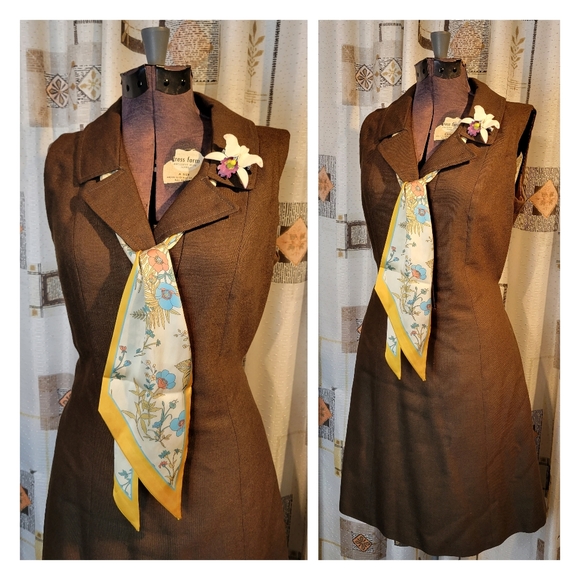 Vintage Dresses & Skirts - Chocolate Brown Woven Dress